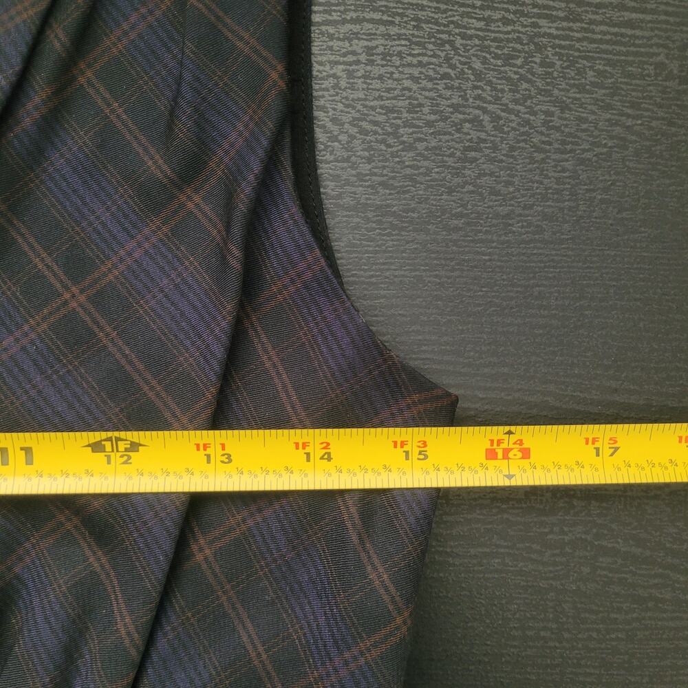 Cue Plaid Button Front Fitted Vest Size S Navy Preppy Dark Academia Old Money - Picture 6 of 8